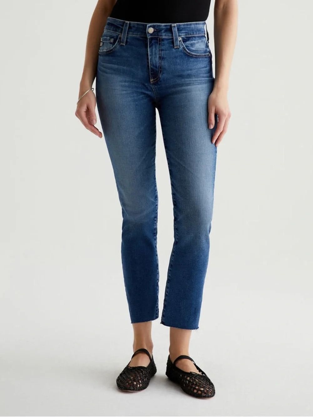 AG –ED Adriano Goldschmied Mari Crop High-Rise Slim Straight Raw Hem Jeans 30